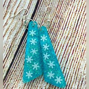 Blue Snowflake Handmade Dangle Earrings